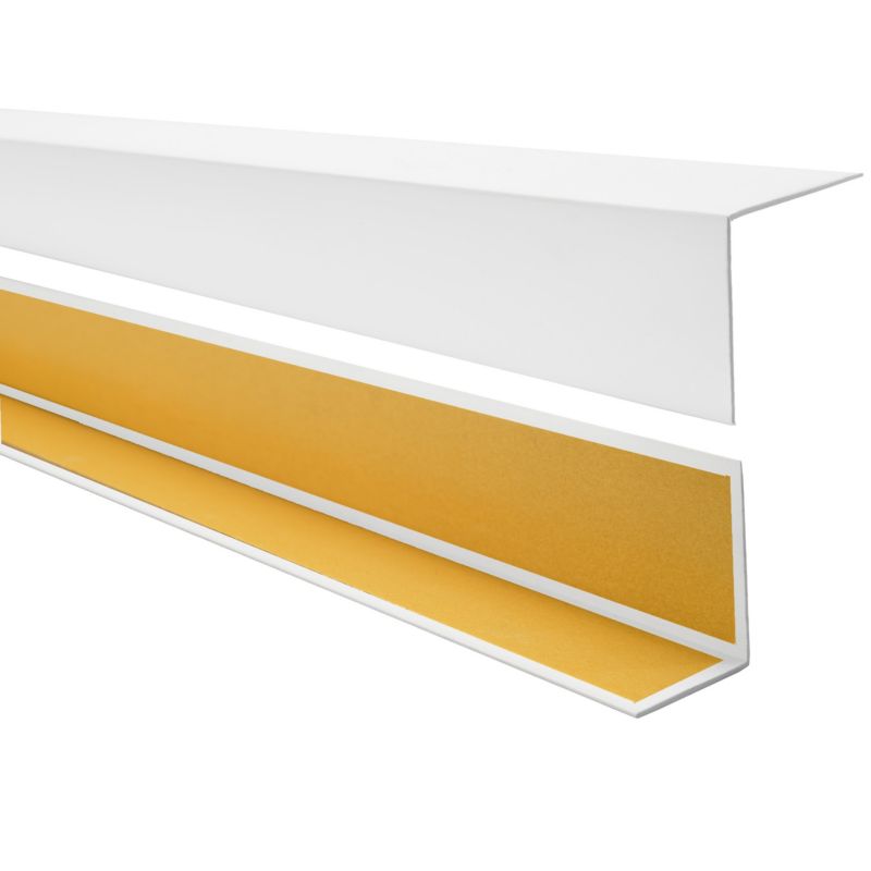 Kątownik twardy PCV 50x20mm, QUEST samoprzylepny, ozdobny profil L kątowy, narożnik dekoracyjny z klejem, KTK, biały, 1.5m