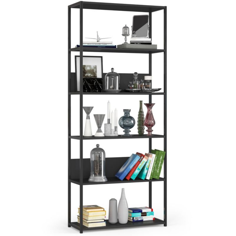 Regał loft Akord metalowy Czarny 80 cm kolor Czarny mat 6 półek 80x32x192 cm 1 szt.