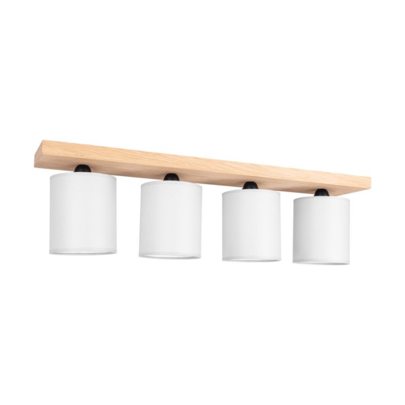 Drewniana Lampa Sufitowa SPOT Light 4xE27 Max.25W Dąb Olejowany FSC w Połączeniu z Szarymi Abażurami, 1 szt.