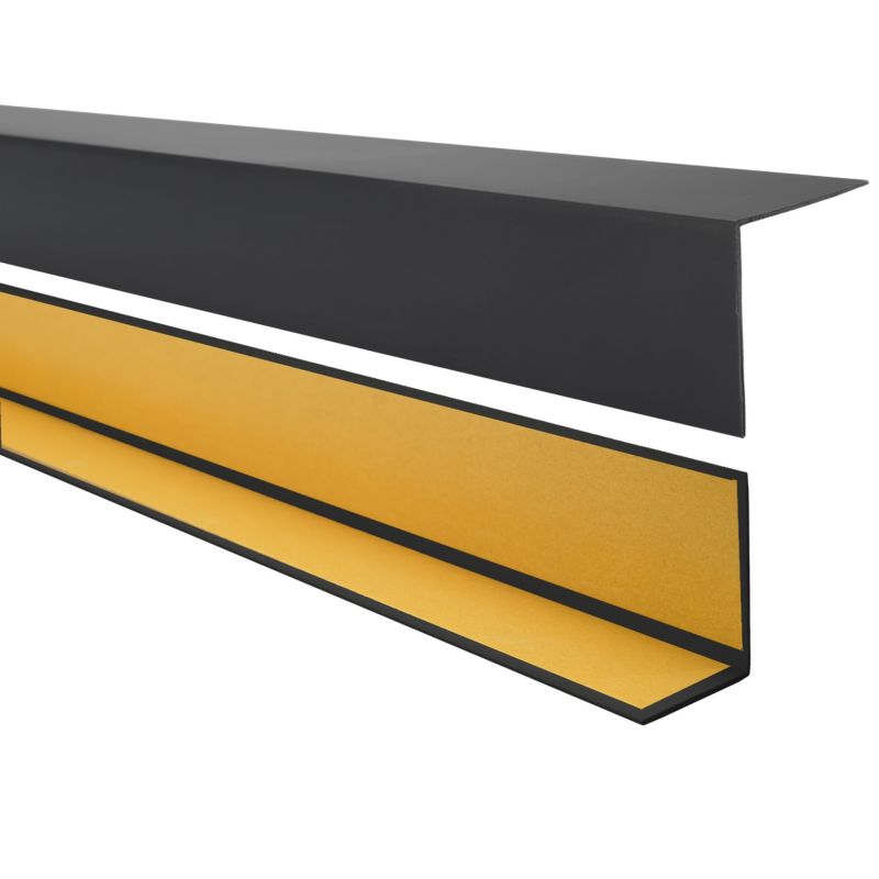Kątownik twardy PCV 50x20mm, QUEST samoprzylepny, ozdobny profil L kątowy, narożnik dekoracyjny z klejem, KTK, czarny, 1.5m