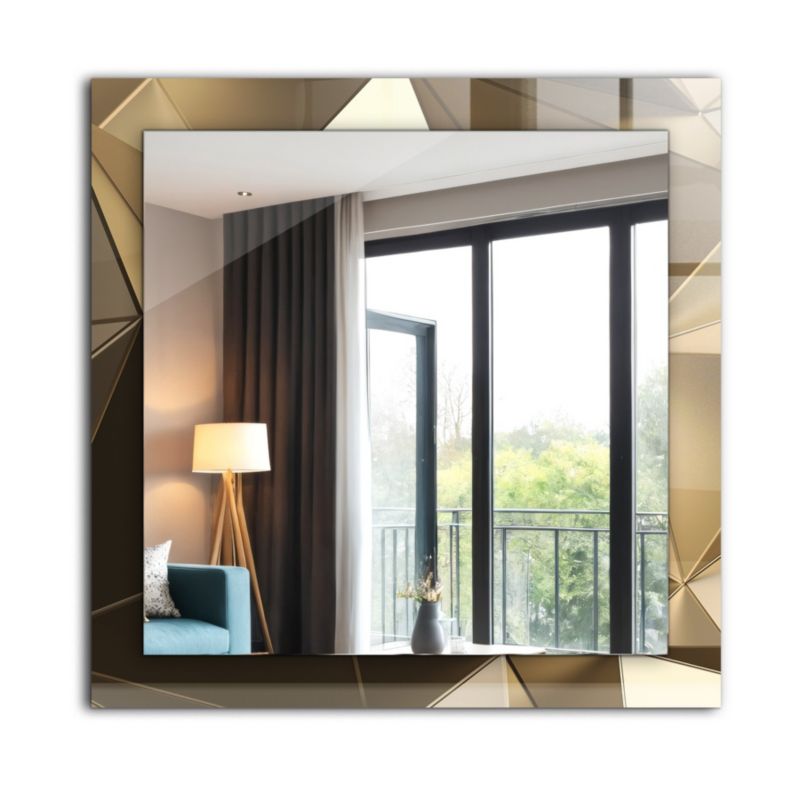 Lustro Kwadratowe Tulup Geometryczne Kształty 60x60 cm Artystyczne Na Podkładzie 1 szt.