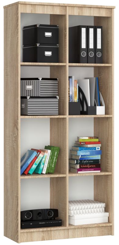 Regał Akord R80 Dąb Sonoma 80 cm kolor Dąb Sonoma mat 8 półek 80x35x180 cm 1 szt.