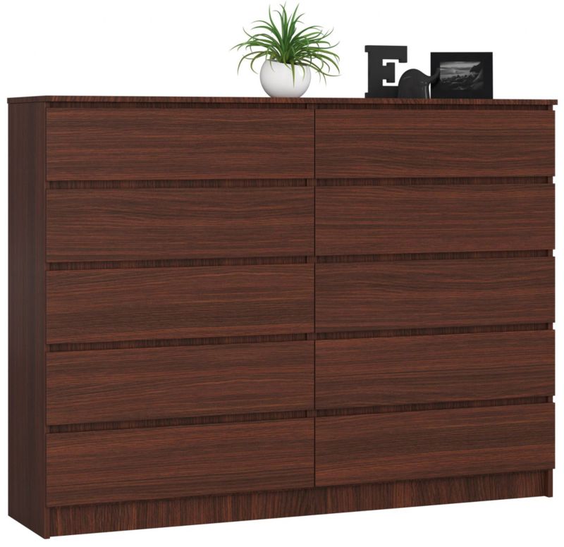 Komoda Akord K160 Wenge 160 cm 10 szuflad kolor Wenge mat 160x40x121 cm 1 szt.