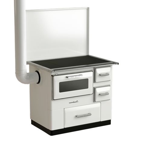 Piec kuchenny stalowy angielka kuchnia na drewno SKIVA Luna emaliowana biała lewa 7,0 kW - 1szt
