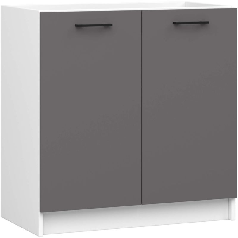 Szafka kuchenna pod zlewozmywak Akord S80 system Oliwia Biała 80 cm 2 drzwi kolor Grafit Szary mat 1 półka 80x46x82 cm 1 szt.