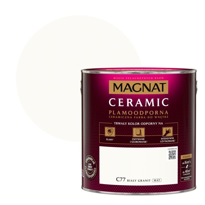 Farba plamoodporna Magnat Ceramic C77 biały granit 2,5 l