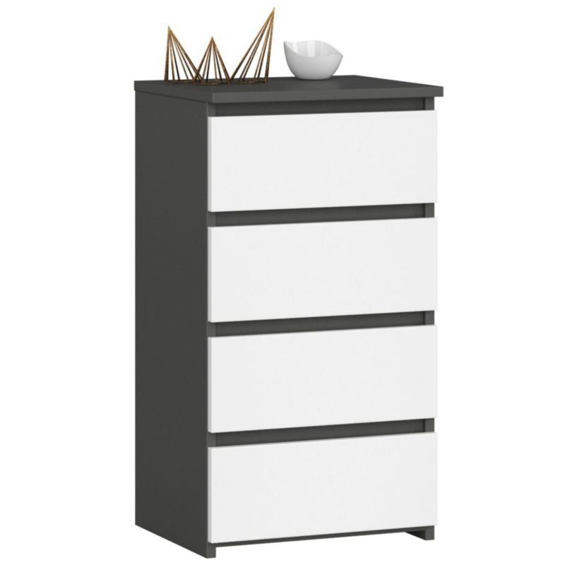Komoda Akord CL4 Grafit Szary 40 cm 4 szuflady kolor Biały mat 40x35x74 cm 1 szt.