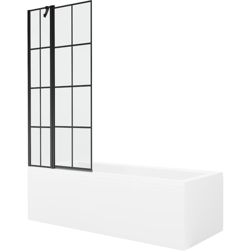 Wanna prostokątna Mexen Cubik 160 x 70 cm z obudową i parawanem 1-skrzydłowym 80 cm czarny wzór 550316070X9408117077 1 szt.