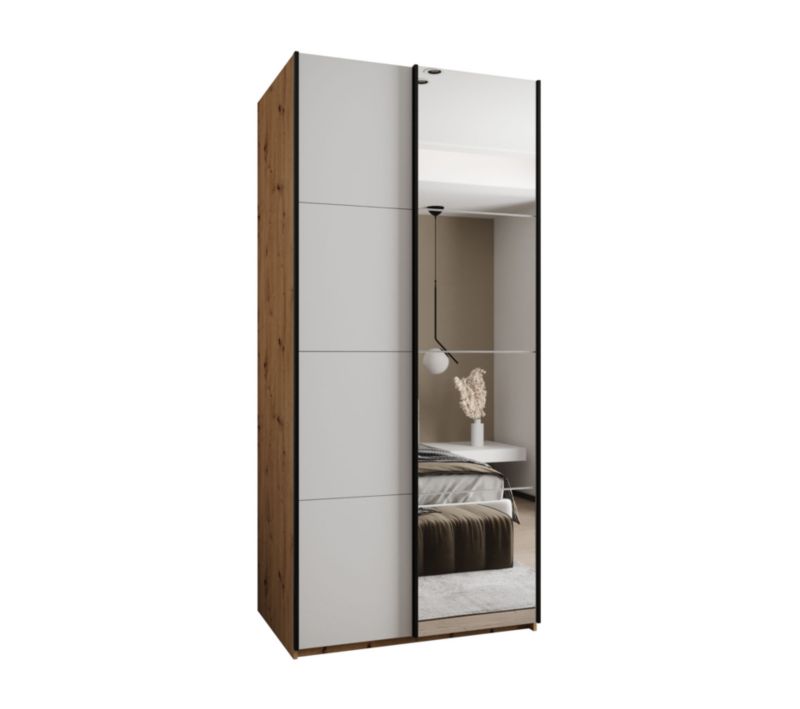 Szafa przesuwna Abiks LUX 3 wysoka szer.120cm artisan/biały/czarny 1szt.