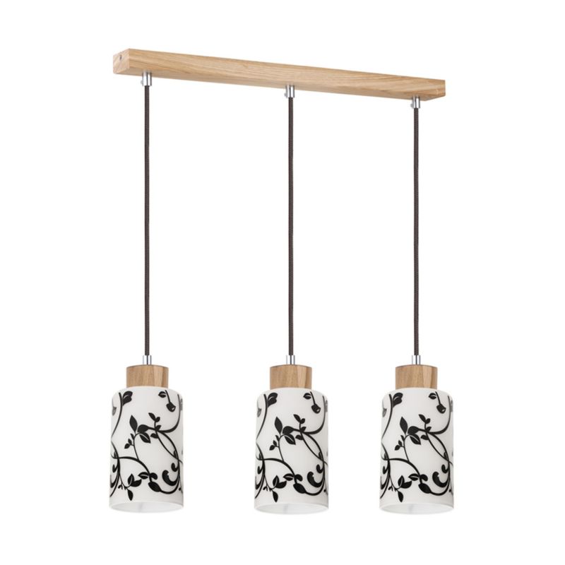 Drewniana Lampa Wisząca SPOT Light 3xE27 Max.60W Naturalna Brzoza FSC z Czarno Białym Kloszem, 1 szt.