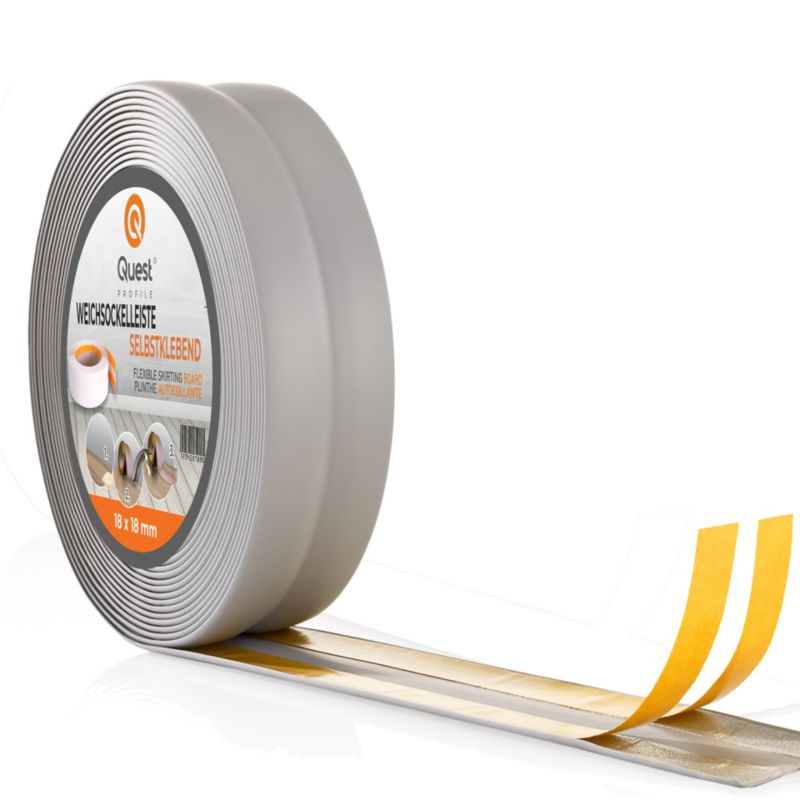 Listwa wykończeniowa PCV 30x30mm, QUEST, samoprzylepna, elastyczna, miękka taśma dekoracyjna, szary, 25m