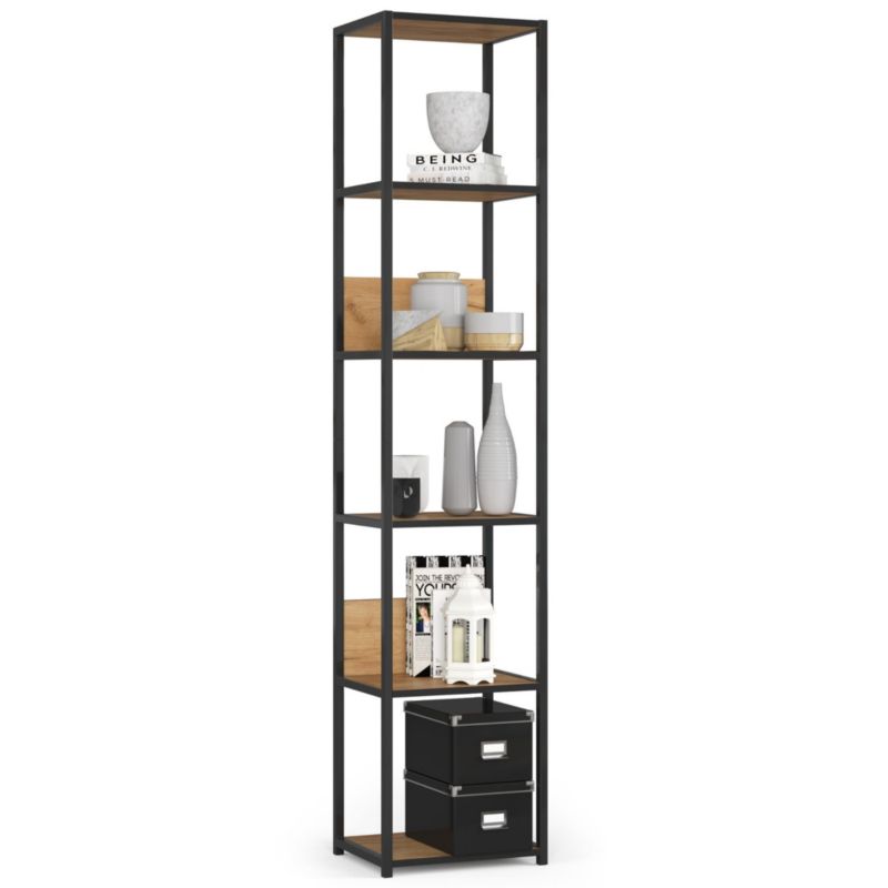 Regał loft Akord metalowy Czarny 40 cm kolor Dąb Craft mat 6 półek 40x32x192 cm 1 szt.