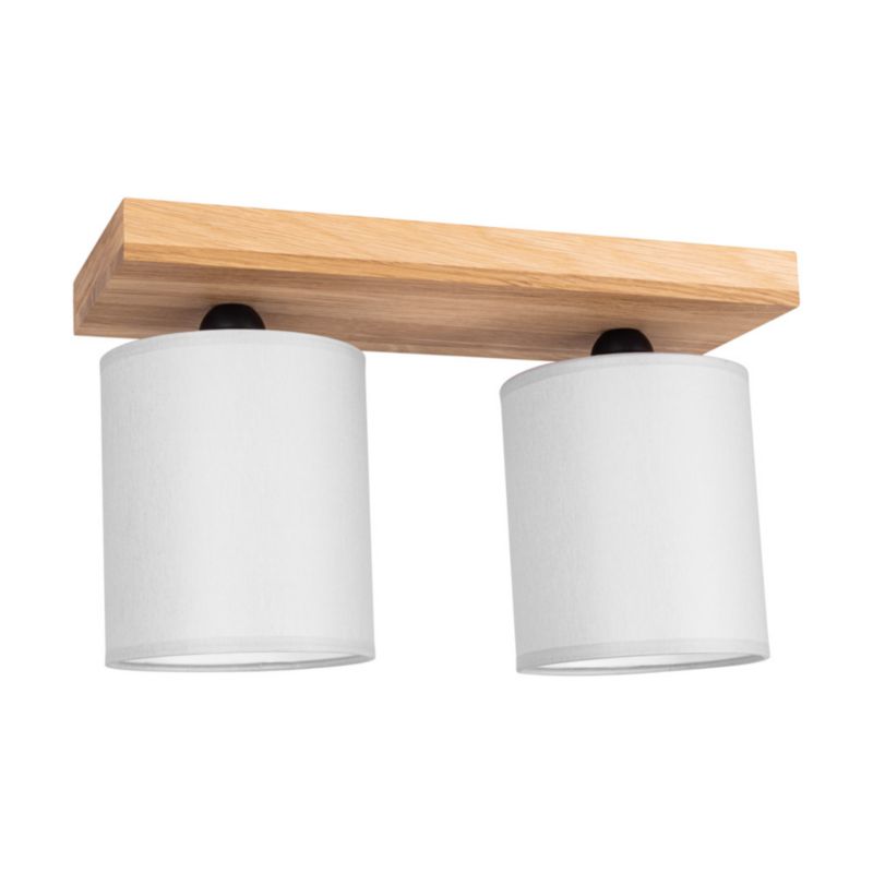 Drewniana Lampa Sufitowa SPOT Light 2xE27 Max.25W Dąb Olejowany FSC z Szarymi Abażurami, Polski Producent, 1 szt.