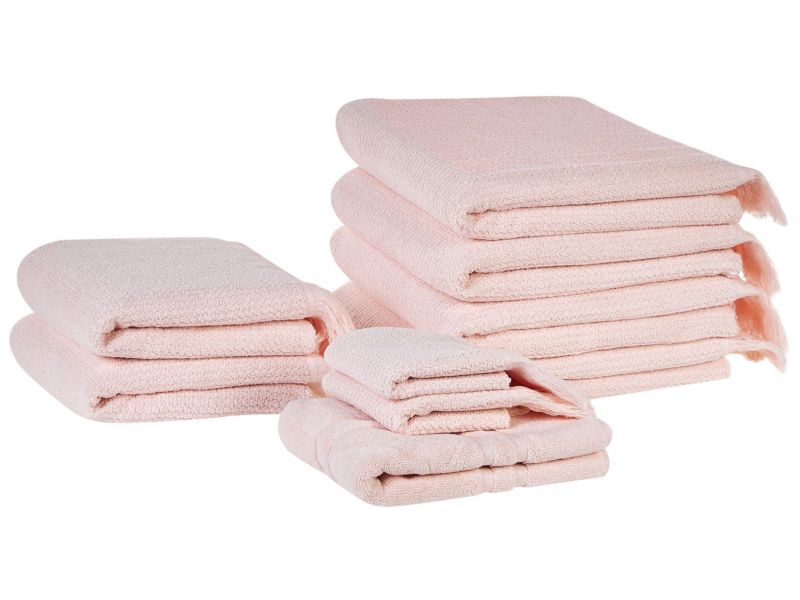 Komplet 9 ręczników Atiu Bawełna frotte Pastelowy róż 1 kpl