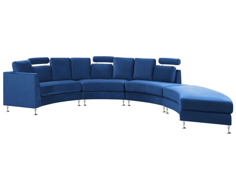 Sofa półokrągła 7-osobowa modułowa welurowa niebieska Rotunde 1 szt.