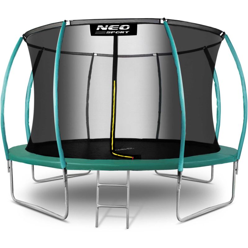Trampolina ogrodowa Neo-Sport 374cm 12ft + drabinka + siatka wewnetrzna zielona 1szt.