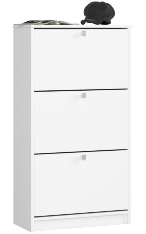 Szafka na buty Akord Biała 60 cm 3 drzwi kolor Biały mat 3 półki 60x28,5x113 cm 1 szt.
