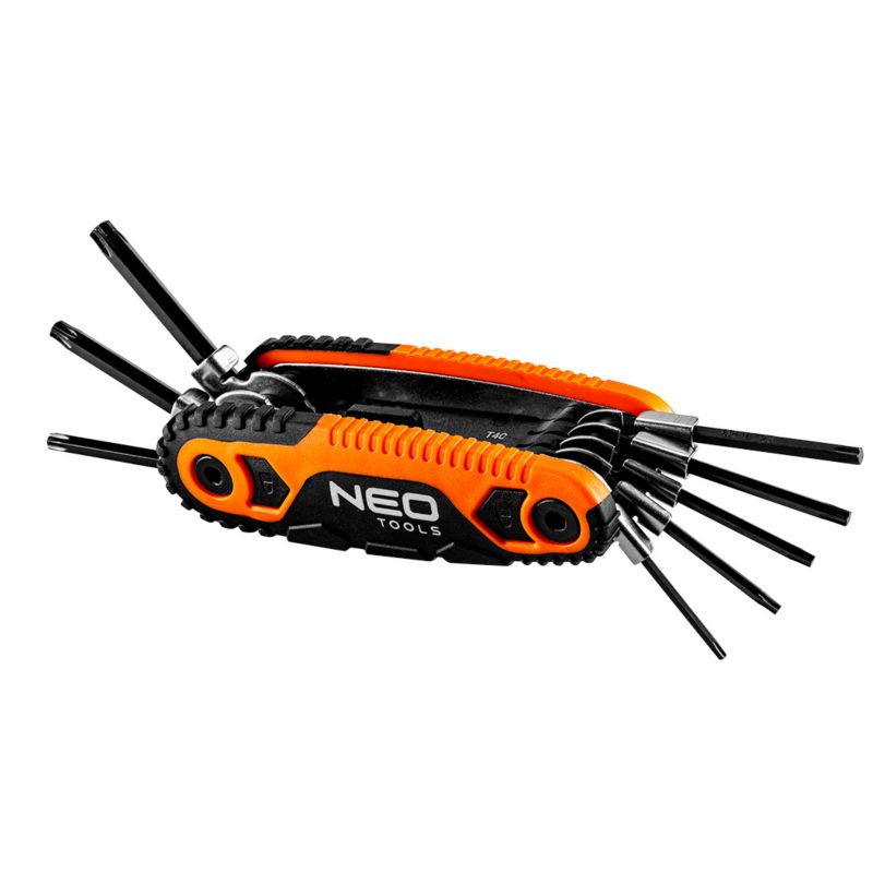 Klucze Torx z uchwytem NEO TOOLS T9, T10, T15, T20, T25, T27, T30, T40 srebrny 1 kpl.