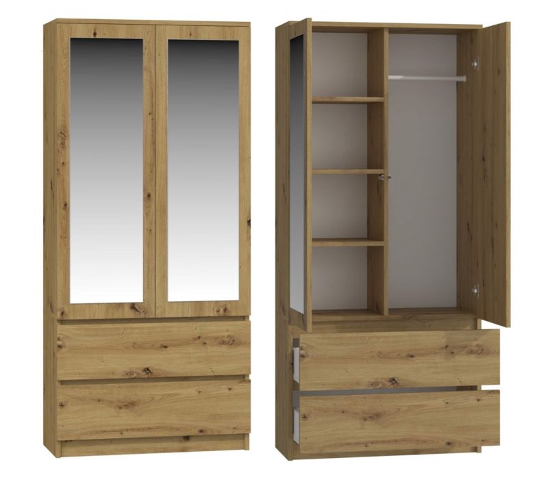 Szafa Topeshop Garderoba SS-90 Z Lustrem Dąb Artisan 50x90x180 cm 1 szt.