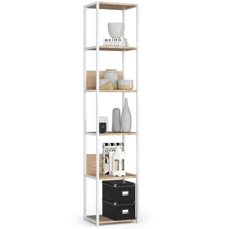 Regał loft Akord metalowy Biały 40 cm kolor Dąb Sonoma mat 6 półek 40x32x192 cm 1 szt.