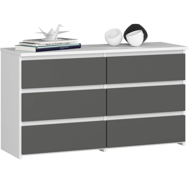 Komoda Akord CL100 Biała 100 cm 6 szuflad kolor Grafit Szary mat 100x35x57 cm 1 szt.