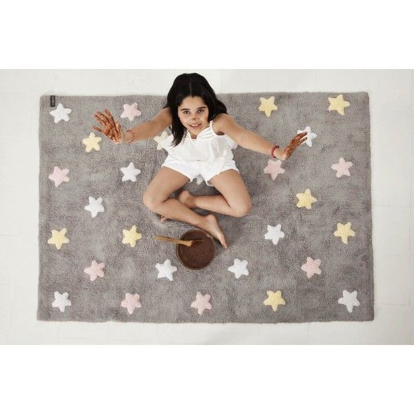 Dywan Lorena Canals dziecięcy TRICOLOR STAR 120x160 szary/różowy 1 szt