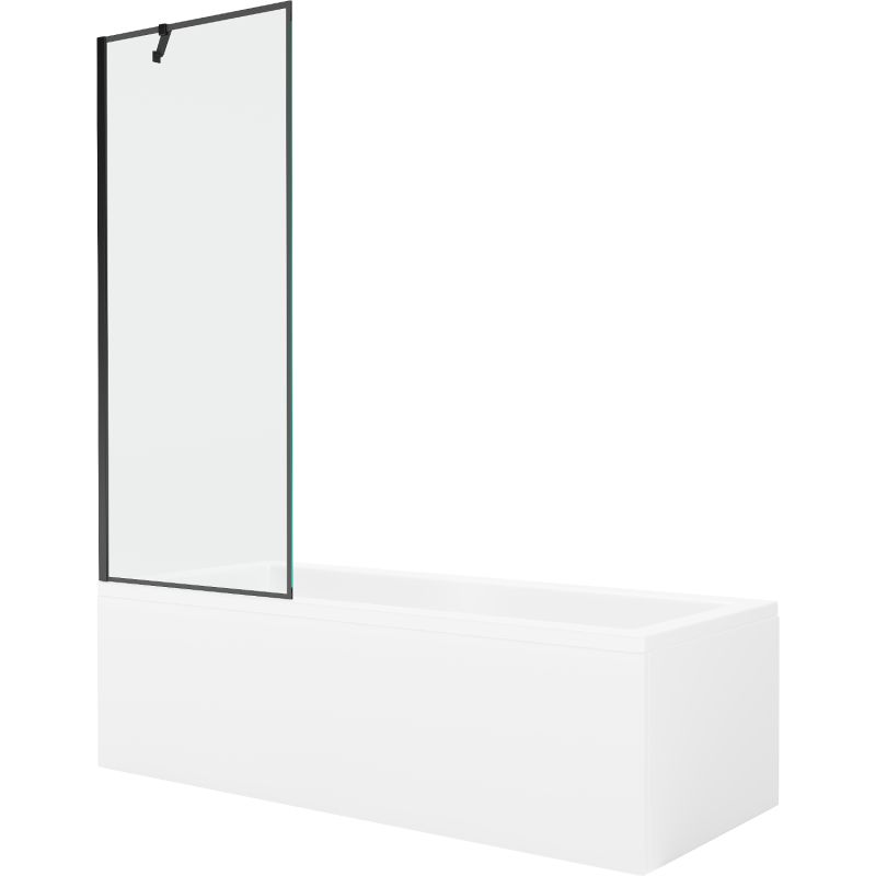 Wanna prostokątna Mexen Cubik 160 x 70 cm z obudową i parawanem 1-skrzydłowym 70 cm czarny wzór 550316070X9507007070 1 szt.