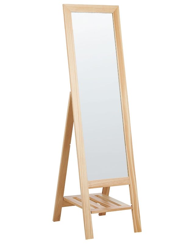 Lustro stojące z półką Luisant 145 cm Drewno Jasne drewno 1 szt.