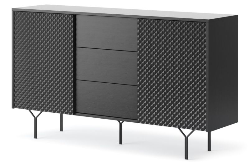 Komoda dwudrzwiowa z szufladami Bettso Still 144 cm czarny grafit 1szt