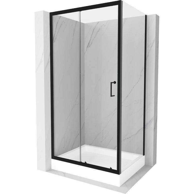 Kabina prysznicowa Mexen Apia rozsuwana 100 x 80 cm transparent czarna + brodzik Rio