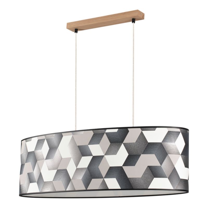 Drewniana Lampa Wisząca SPOT Light 2xE27 Max.40W Dąb Olejowany FSC, Wielokolorowy Abażur, 1 szt.