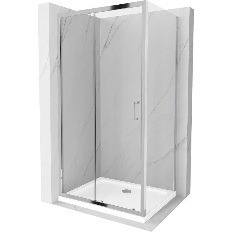 Kabina prysznicowa Mexen Apia rozsuwana 110 x 90 cm transparent chrom + brodzik Flat