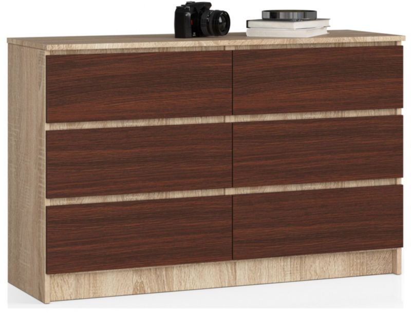 Komoda Akord K120 Dąb Sonoma 120 cm 6 szuflad kolor Wenge mat 120x40x77 cm 1 szt.