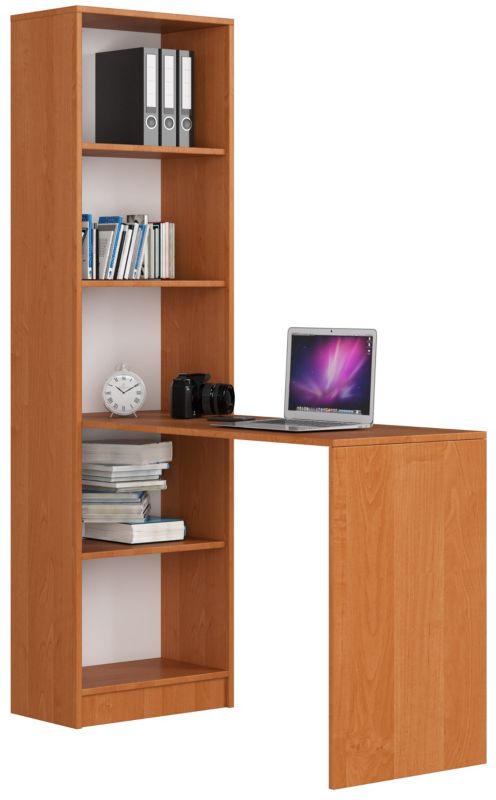 Biurko Akord Smart z regałem Olcha 125 cm kolor Olcha mat 5 półek 125x50x180 cm 1 szt.