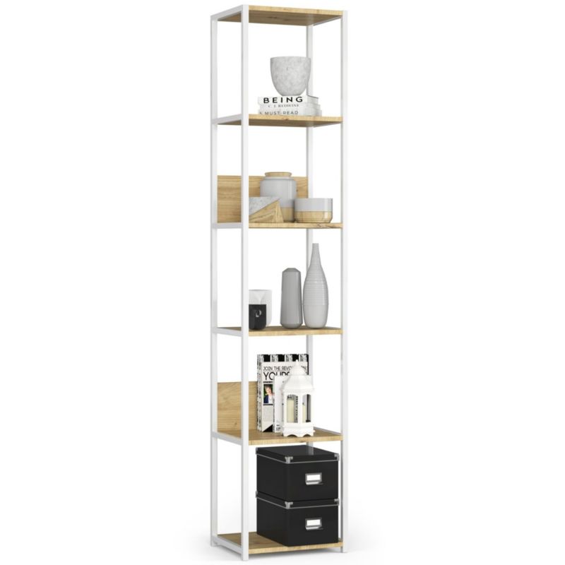 Regał loft Akord metalowy Biały 40 cm kolor Dąb Artisan mat 6 półek 40x32x192 cm 1 szt.
