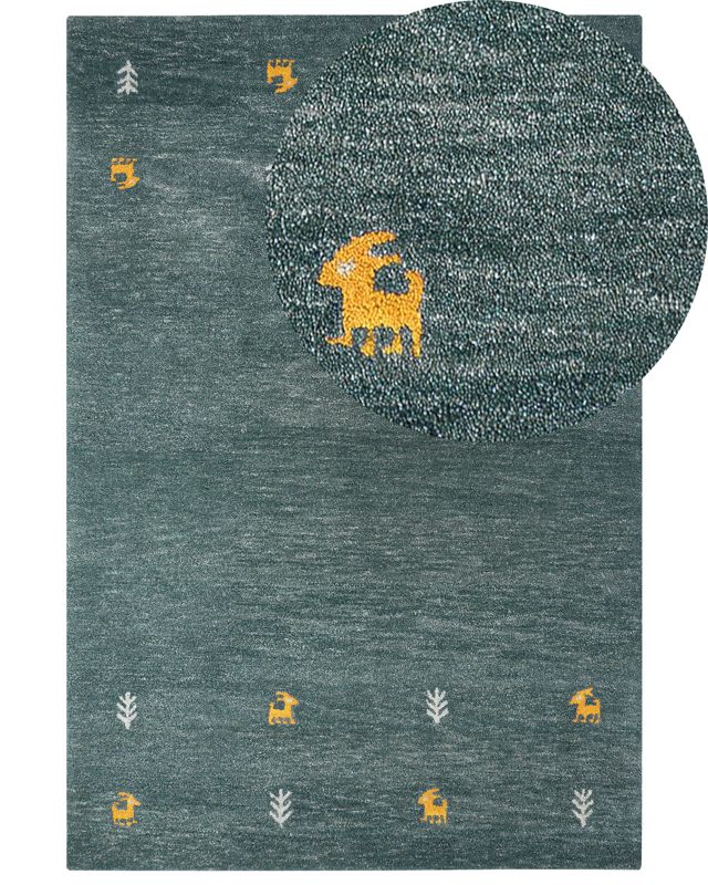 Dywan wełniany gabbeh 200 x 300 cm zielony Calti 1 szt.