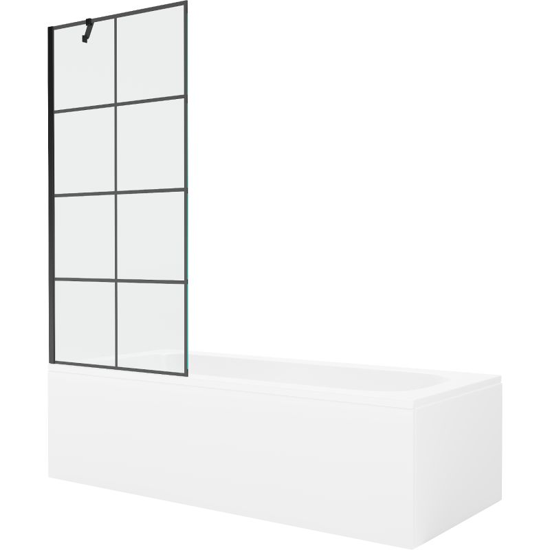 Wanna prostokątna Mexen Vega 150 x 70 cm z obudową i parawanem 1-skrzydłowym 80 cm czarny wzór 550115070X9508007077 1 szt.