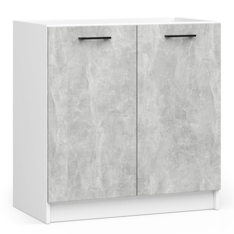 Szafka kuchenna pod zlewozmywak Akord S80 system Oliwia Biała 80 cm 2 drzwi kolor Beton mat 1 półka 80x46x82 cm 1 szt.