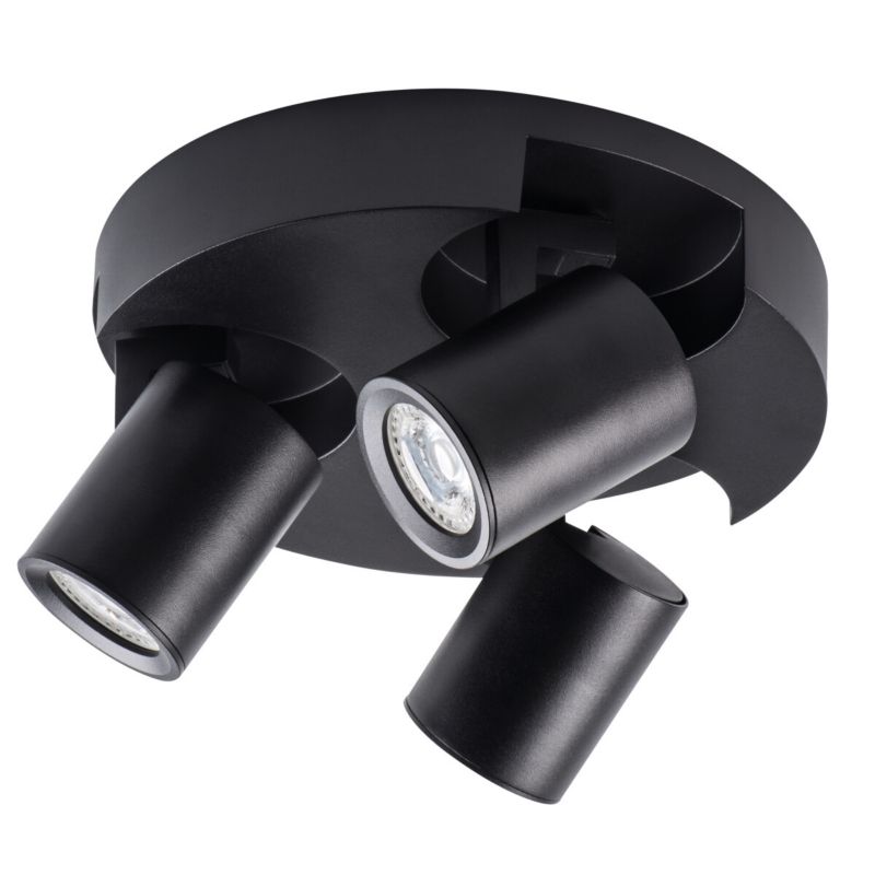 Lampa sufitowa LightLogic LL PORI EL-3O B 30557 spot okrągła potrójna regulacja kąta czarna 1 szt.