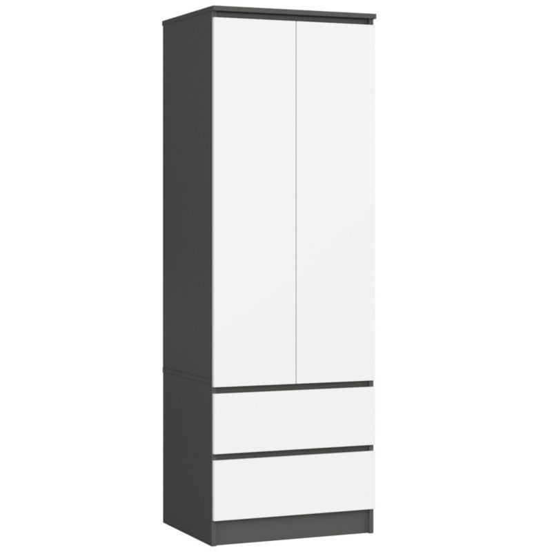 Szafa Akord S60 Grafit Szary 60 cm 2 drzwi 2 szuflady kolor Biały mat 1 półka 60x51x180 cm 1 szt.