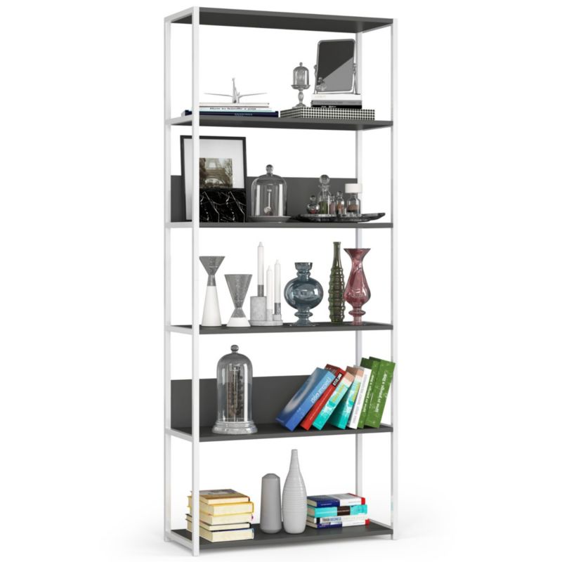 Regał loft Akord metalowy Biały 80 cm kolor Szary mat 6 półek 80x32x192 cm 1 szt.