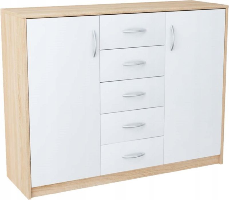 Komoda Matkam szafka 110 cm 2d5s regał Rob biały-sonoma 1 szt.
