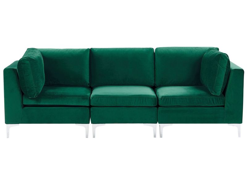 Sofa trzyosobowa Evja Zielony Welur Symetryczny 1 szt.