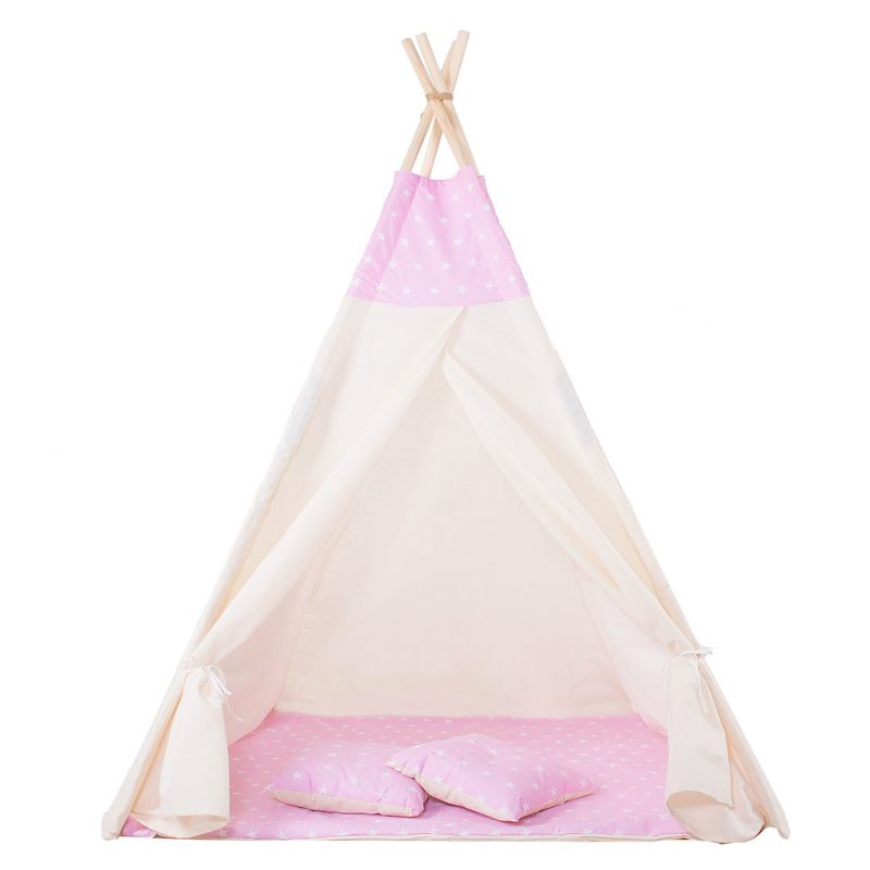Namiot Tipi dla dzieci Springos wigwam różowy w gwiazdki XXL 1 szt.