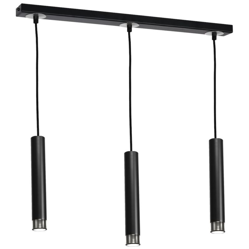Lampa wisząca MiLAGRO DANI Potrójna czarna z chromem 3xgu10 1 szt.