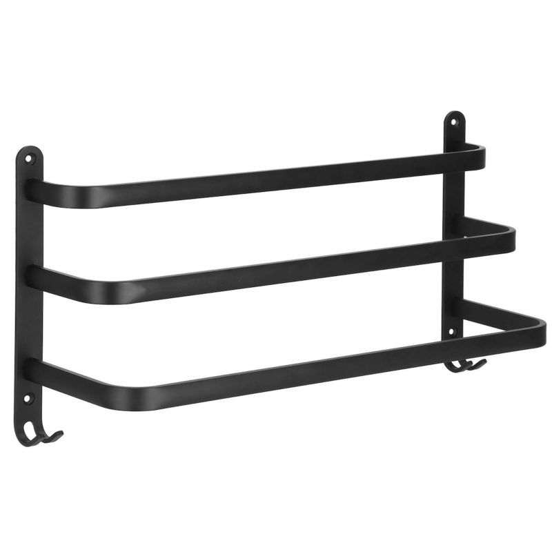 Wieszak łazienkowy na ubrania Springos z 4 haczykami aluminiowy na ręczniki czarny 1 szt.