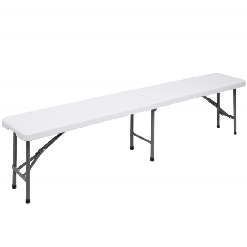 Ławka cateringowa Springos 180 x 30 x 43 cm składana turystyczna na kemping biało-szara 1 szt.