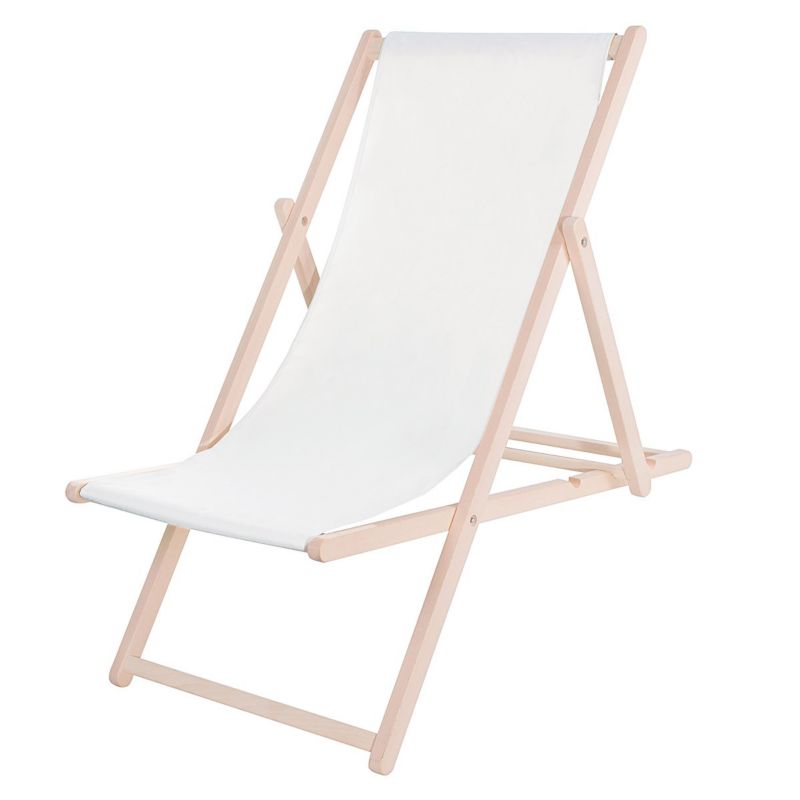 Leżak drewniany Springos ogrodowy 3 stopnie regulacji, na taras, plażę, biały 1 szt.