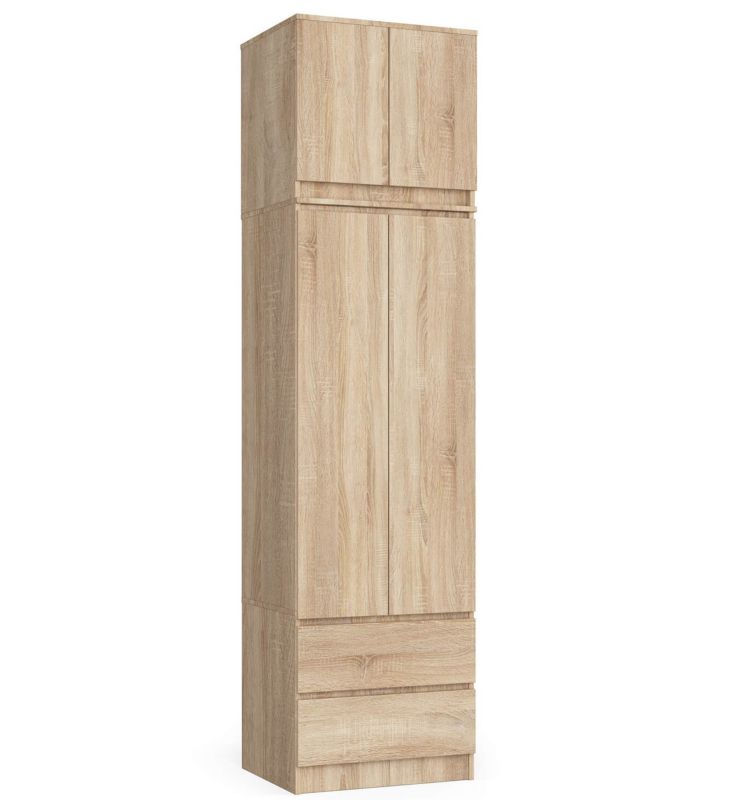 Szafa Akord S60 z nadstawką Dąb Sonoma 60 cm 2 drzwi 2 szuflady kolor Dąb Sonoma mat 3 półki 60x51x234 cm 1 szt.