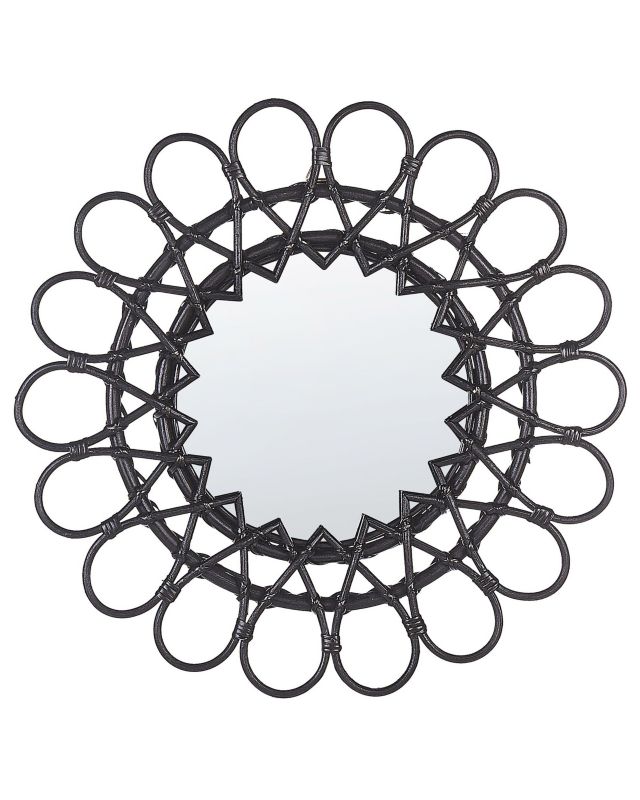 Lustro ścienne Babai 60 cm 60 cm Rattan Czarny 1 szt.